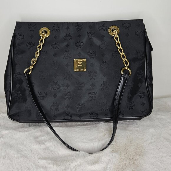 MCM Black Viseto Nylon/Chained Tote - Picture 1 of 17